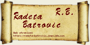 Radeta Batrović vizit kartica